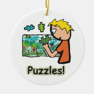Adorno De Cerámica Jigsaw Puzzler Puzzler