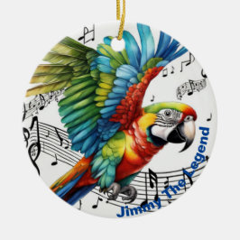 Adorno De Cerámica Jimmy La Leyenda Personalizada, Loro, Música,