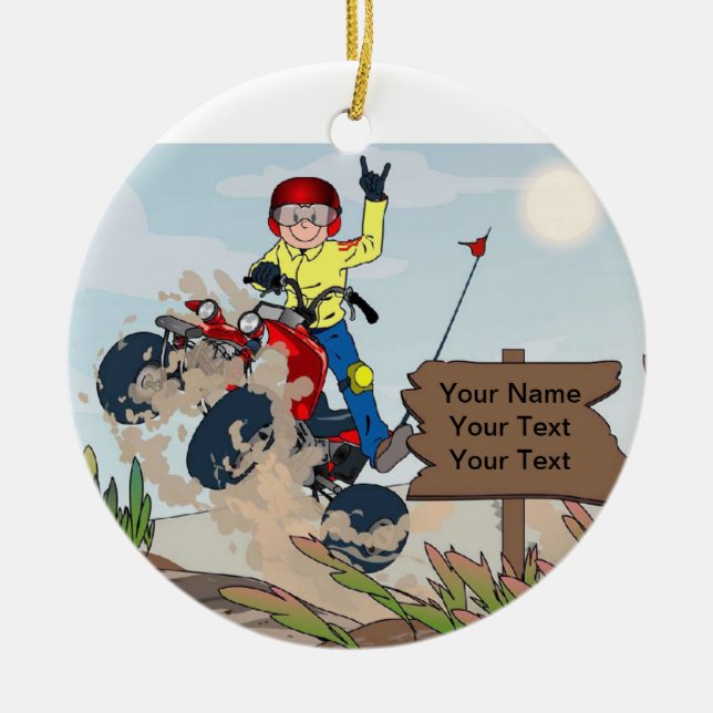 Adorno De Cerámica Jinete de ATV - varón (Frente)