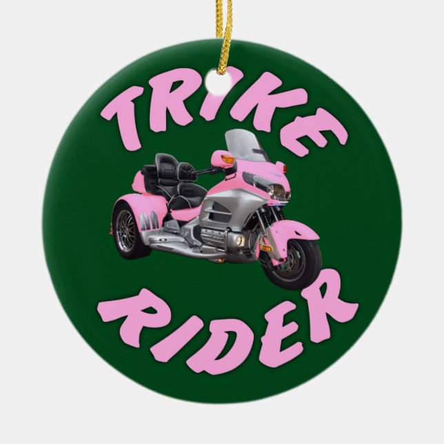 Adorno De Cerámica Jinete rosado de Trike (Frente)