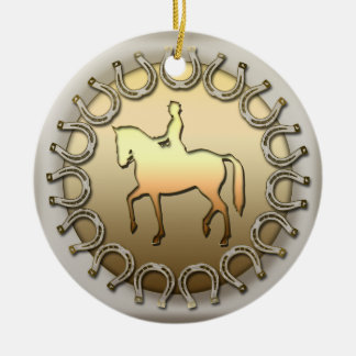 Adorno De Cerámica Jinete y herraduras del caballo del Dressage
