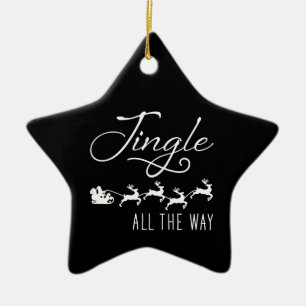 Adorno De Cerámica Jingle All The Way Trineo de Santa Estrella Negr