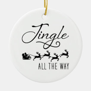 Adorno De Cerámica Jingle All The Way- Trineo de Santa Navidad Redond