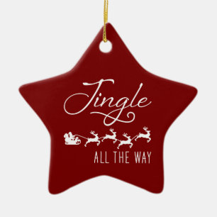 Adorno De Cerámica Jingle All The Way Trineo de Santa Rojo y Blanco