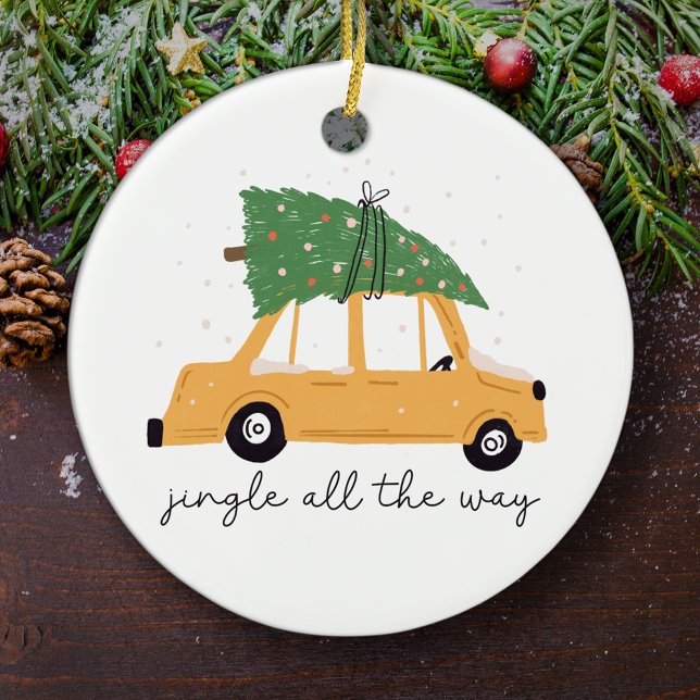 Adorno De Cerámica Jingle All Way Car and Christmas Tree Holiday (Subido por el creador)