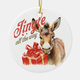 Adorno De Cerámica Jingle all Way Donkey Navidades