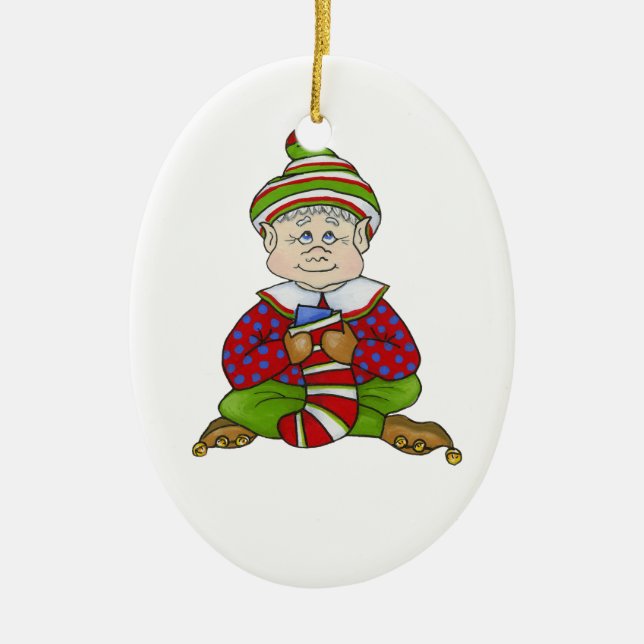 Adorno De Cerámica Jingle Elves "Stitch" (Frente)