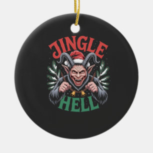 Adorno De Cerámica Jingle Hell Navidades Krampus Evil Xmas