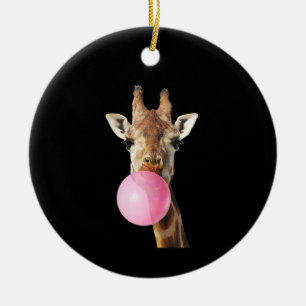 Adorno De Cerámica Jirafa Chicle Rosa Burbuja Divertida Amante de Ani