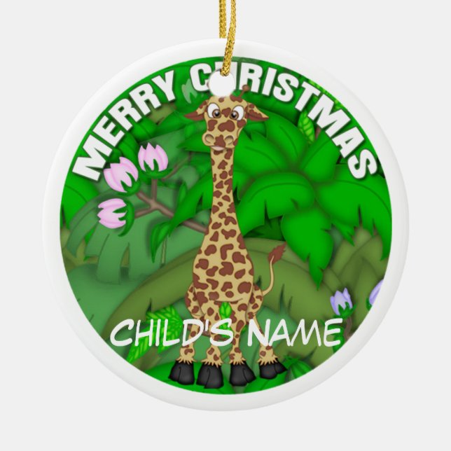 Adorno De Cerámica Jirafa de las Felices Navidad (Frente)
