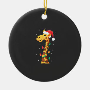 Adorno De Cerámica Jirafa de Navidad Santa Sombrero Luces Jirafa Homb