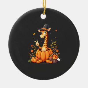 Adorno De Cerámica Jirafa de otoño calabaza Acción de gracias mujeres