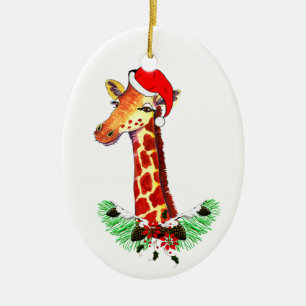 Adorno De Cerámica Jirafa del navidad