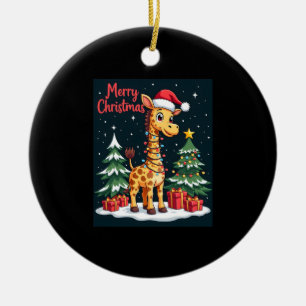 Adorno De Cerámica Jirafa Feliz Navidad Encendido del Árbol de Navida