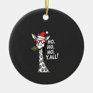 Adorno De Cerámica Jirafa Linda Con Sombrero De Santa Feliz Navidad J