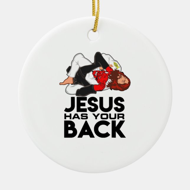 Adorno De Cerámica Jiu Jitsu Christian Jesus tiene la espalda (Frente)