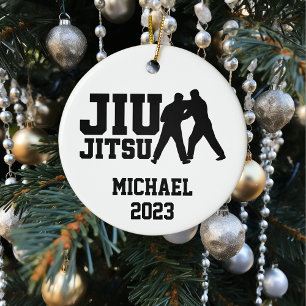 Adorno De Cerámica Jiu Jitsu Personalizado de Navidad