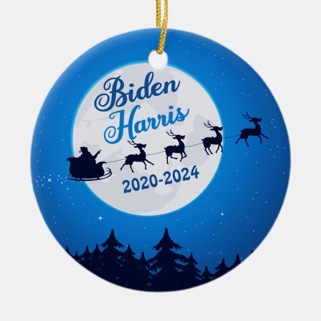 Adorno De Cerámica Joe Biden Kamala Harris Navidades Cerámica de reno (Frente)