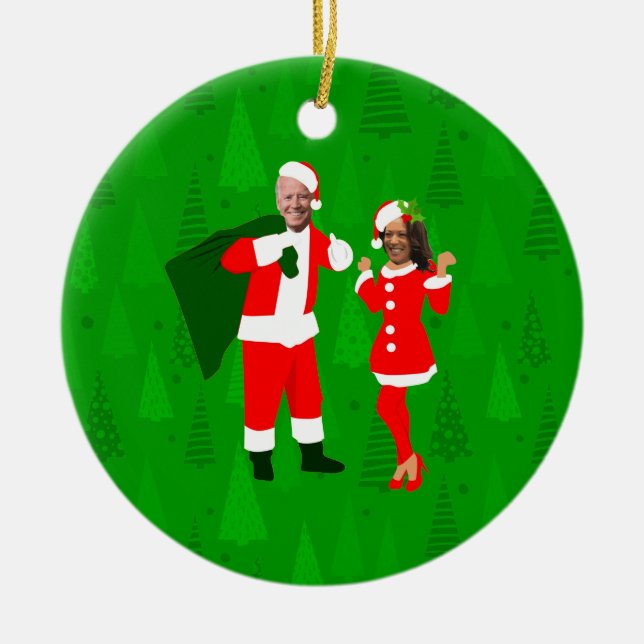 Adorno De Cerámica joe biden santa kamala harris (Frente)