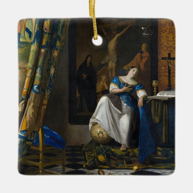 Adorno De Cerámica Johannes Vermeer - Alegoría de la fe (Anverso)