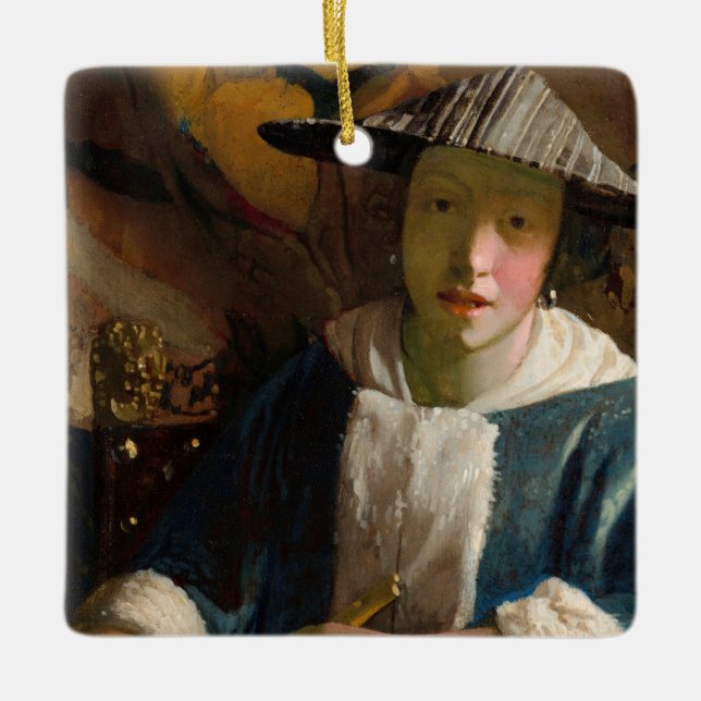 Adorno De Cerámica Johannes Vermeer - Chica con flauta (Anverso)