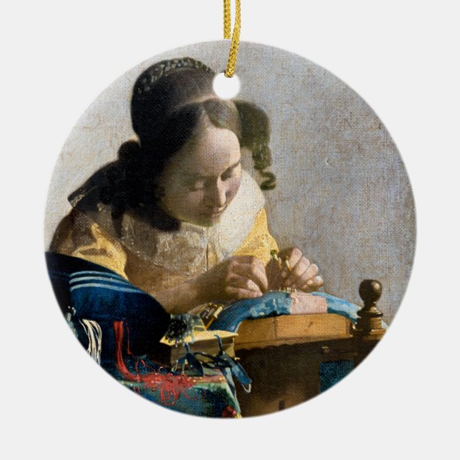 Adorno De Cerámica Johannes Vermeer - El Lacemaker (Frente)