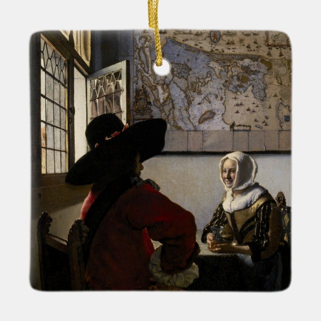 Adorno De Cerámica Johannes Vermeer - Funcionario con un Chica risibl (Anverso)
