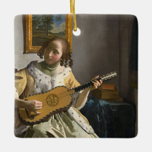 Adorno De Cerámica Johannes Vermeer, guitarrista (Anverso)
