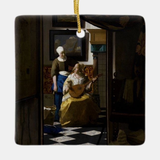 Adorno De Cerámica Johannes Vermeer - La carta de amor (Anverso)