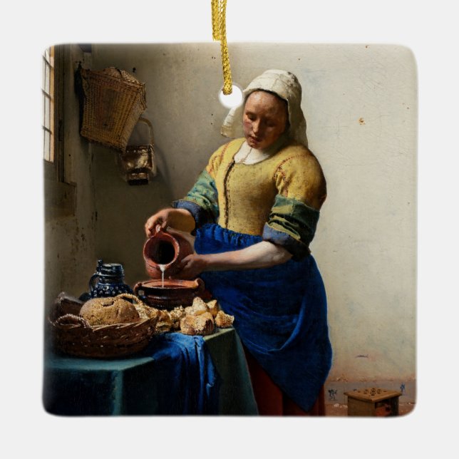 Adorno De Cerámica Johannes Vermeer - La Milkmaid (Anverso)