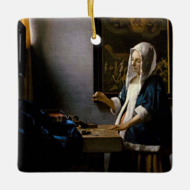 Adorno De Cerámica Johannes Vermeer - Mujer con equilibrio (Anverso)