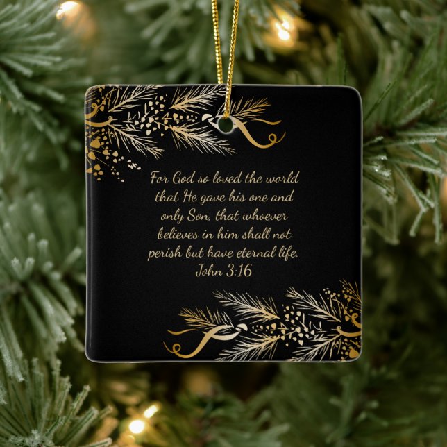 Adorno De Cerámica John 3:16 Regalo de Navidades de guiones personali (Árbol)