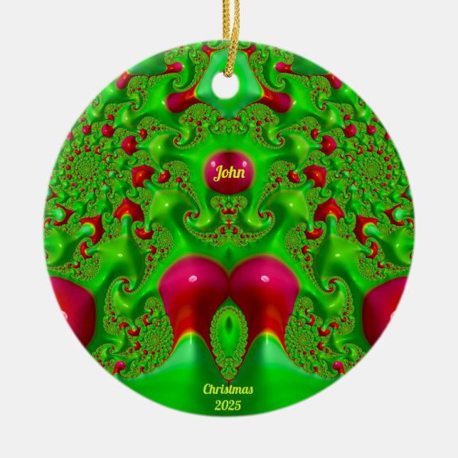 Adorno De Cerámica JOHN ~ NAVIDADES 3D Cerise Green 2025 (Frente)