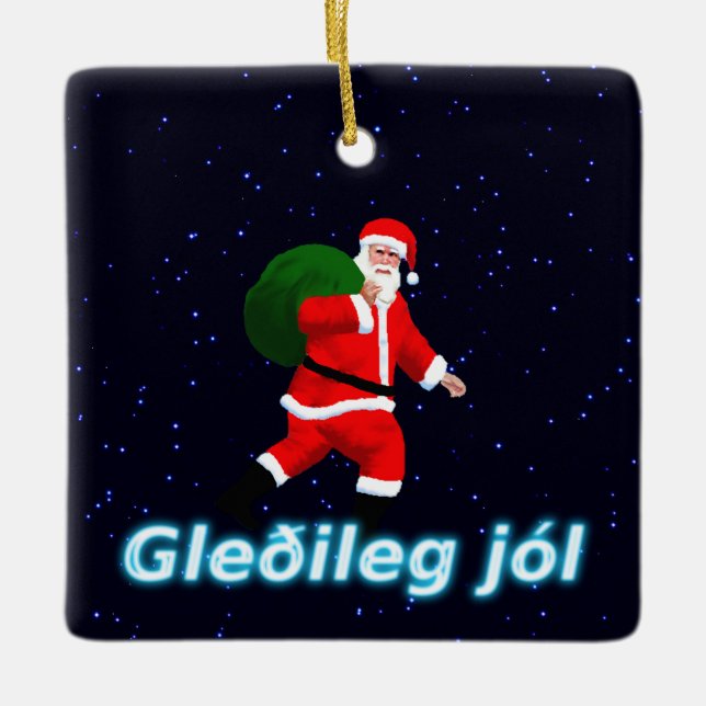 Adorno De Cerámica Jól de Gleðileg - Papá Noel (Anverso)