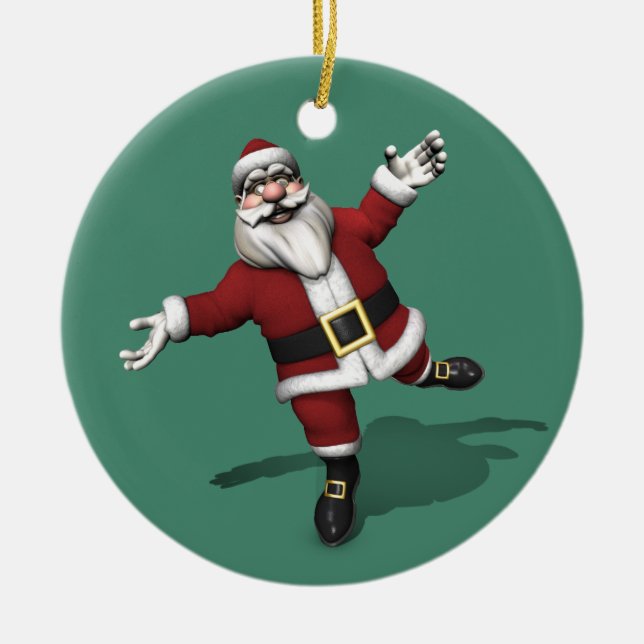 Adorno De Cerámica Jolly Ballet Dancer Santa Claus (Frente)