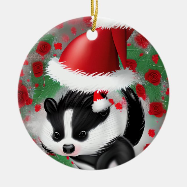Adorno De Cerámica Jolly Navidad Skunk (Frente)