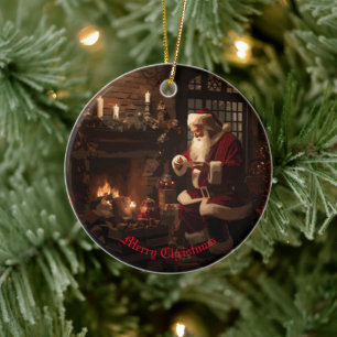 Adorno De Cerámica Jolly Old Saint Nick