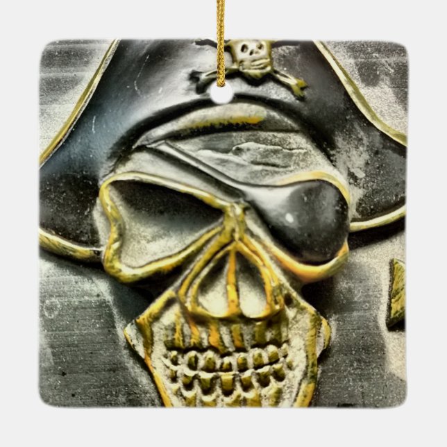 Adorno De Cerámica Jolly Roger Pirate Treasure Chest (Reverso)