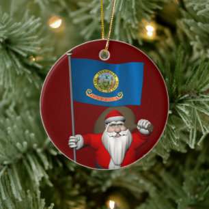 Adorno De Cerámica Jolly Santa Claus visita Idaho