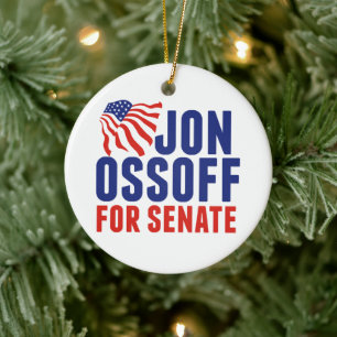 Adorno De Cerámica Jon Ossoff al Senado Navidad Elección 2026