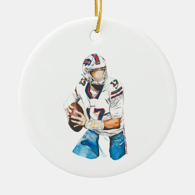 Adorno De Cerámica Josh Allen Buffalo Bills Round Ornament (Frente)
