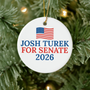 Adorno De Cerámica Josh Turek para Senado Elección de Navidad 2026