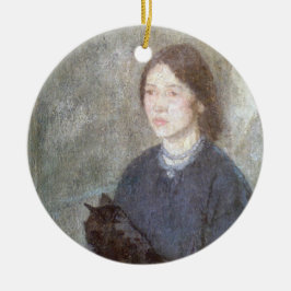 Adorno De Cerámica Joven sosteniendo un gato negro (de Gwen John)
