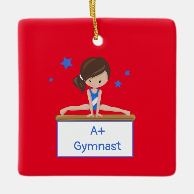 Adorno De Cerámica Jóvenes Brunette Gymnast Personalizado personaliza (Anverso)
