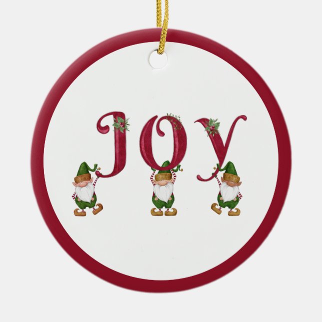 Adorno De Cerámica Jóvenes Navidades Elves sosteniendo cartas (Frente)