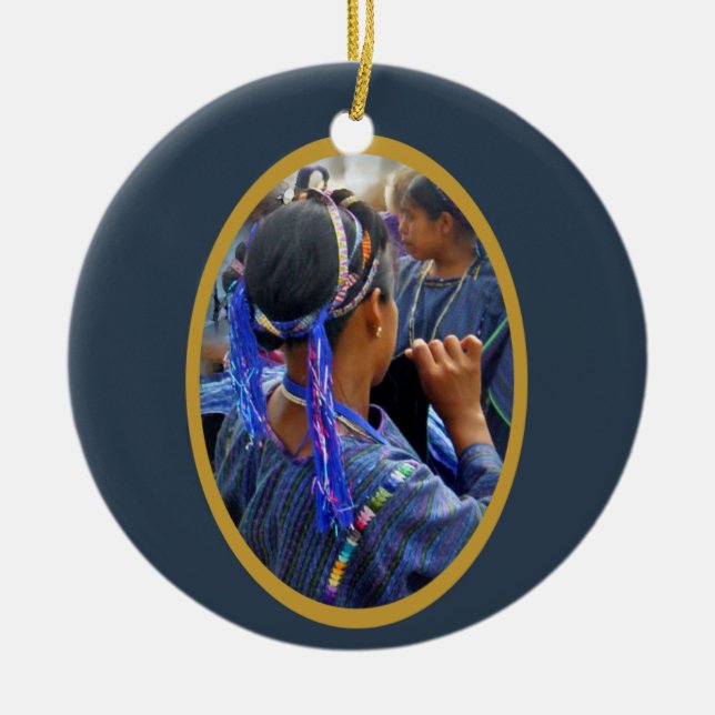 Adorno De Cerámica Jóvenes tejedores de Atitlán (Frente)