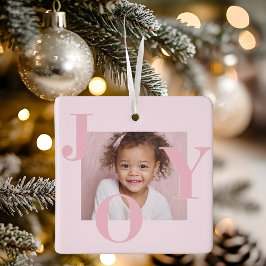 Adorno De Cerámica JOY Blush Pink Modern Christmas | Personalized