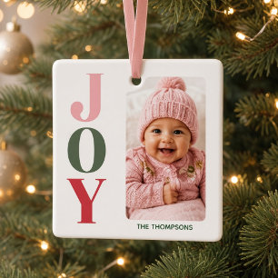 Adorno De Cerámica JOY Foto Familiar Personalizada Navidad Moderna 