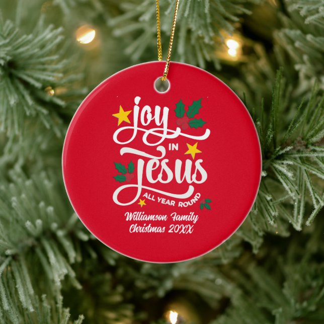 Adorno De Cerámica JOY IN JESUS Family Name Christian Christmas  (Árbol)