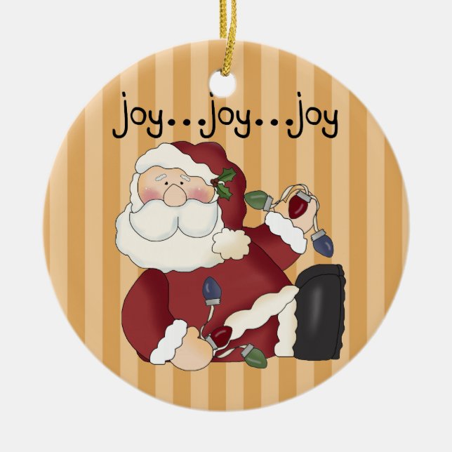 Adorno De Cerámica Joy Joy Joy Santa Ornament (Frente)